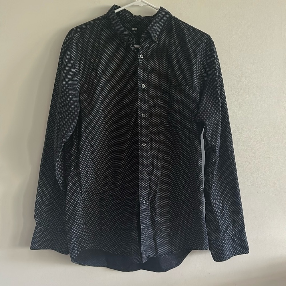Uniqlo shirt dots navy blue